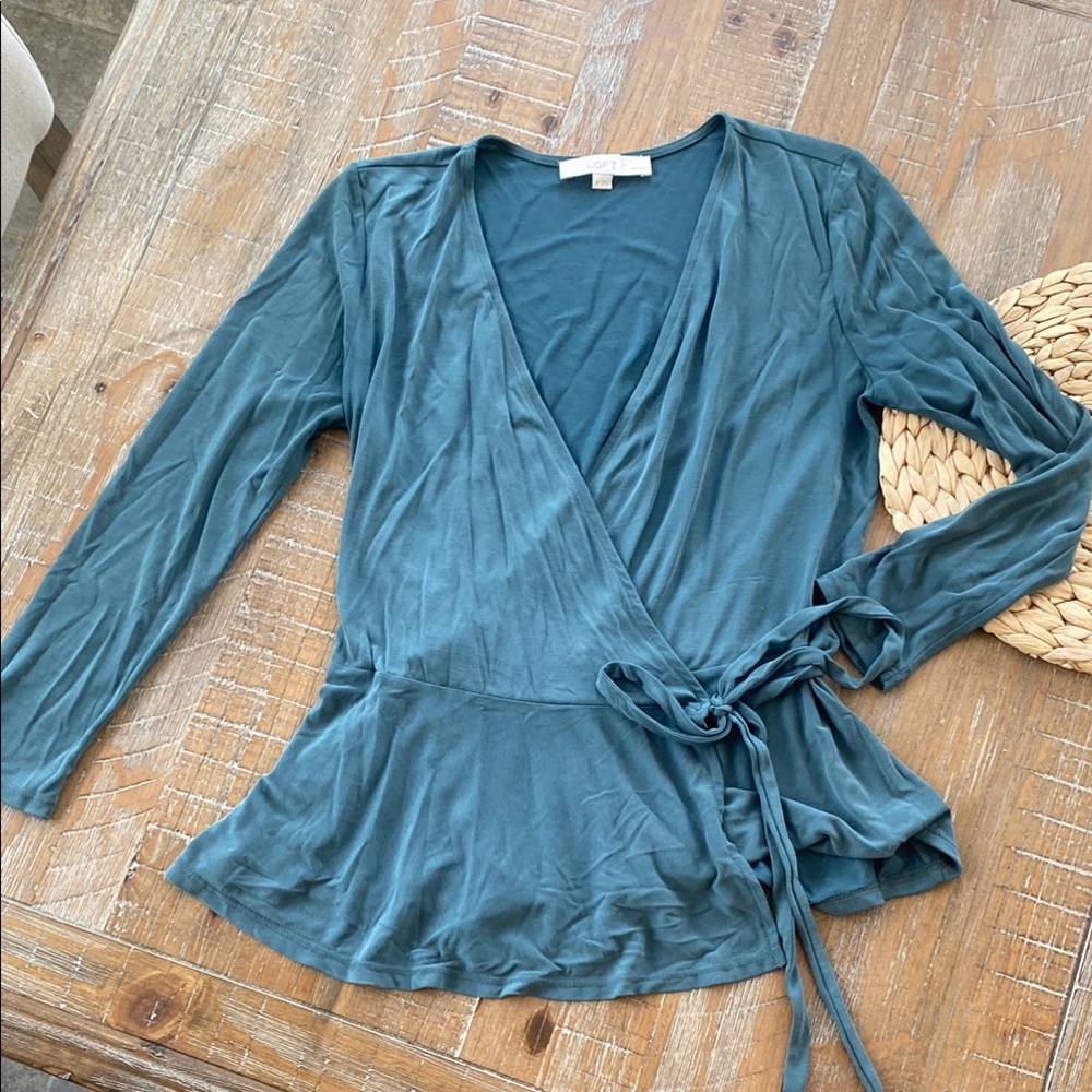 Loft - Deep V Neck Wrap Tie Petite Top
